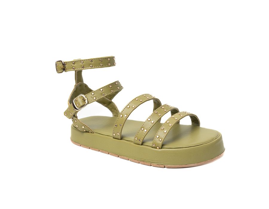 Sandália Flatform Raquel Verde Oliva | KUENTO SHOES