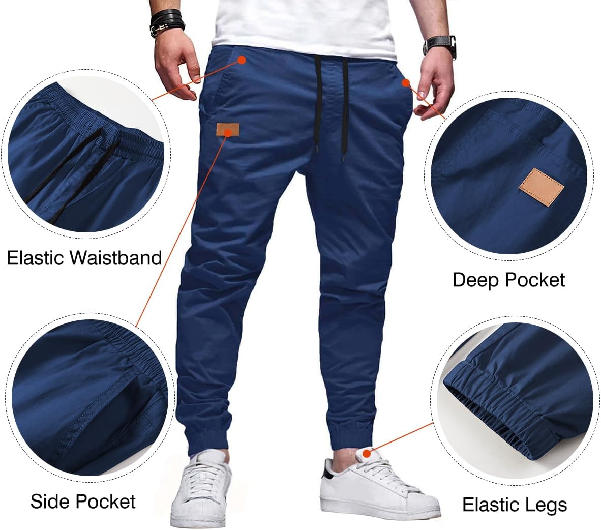 Mens Casual Joggers Pants - Cotton Drawstring Chino Cargo Pants Hiking Outdoor Twill Track Jogging Sweatpants Pants