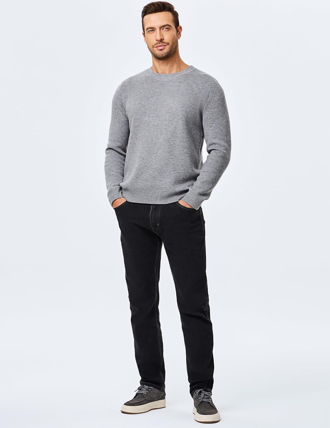 Men's 2025 Warm Fall Fleece Pullover Knit Sweater Classic Crewneck Long Sleeve Slim Fit Soft Comfy Winter Sweaters