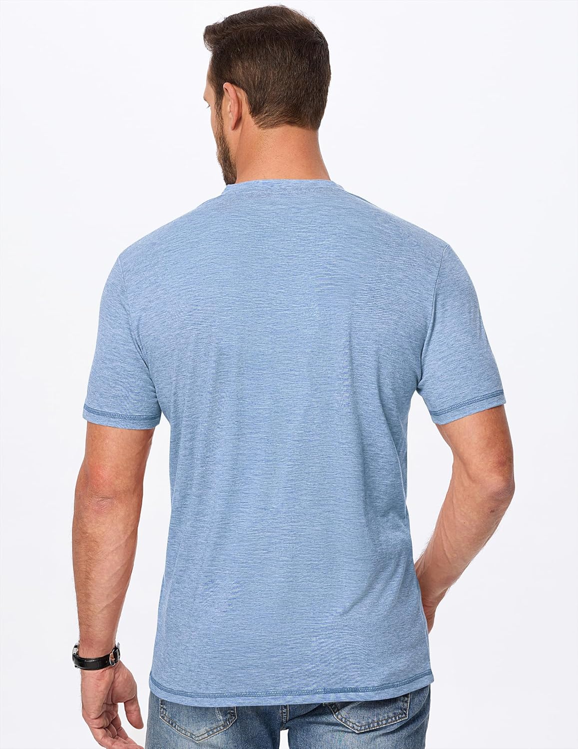 Mens Henley Shirts Short Sleeve Casual Basic Button Up Tees Pocket T Shirts for Men